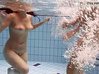 Iva Brizgina and Paulinka in Hot Softcore Lesbian Pool Play