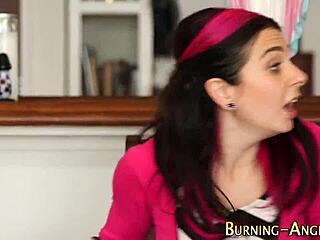 Tattooed goth skank with piercing gets fucked hard.