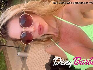 Neighbor spots MILF sunbathing, leads to intimate encounter indoors.