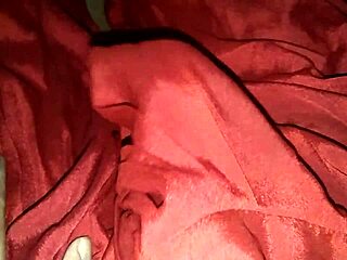 horny indian bisexual shemale strokes big cock in red silk satin.