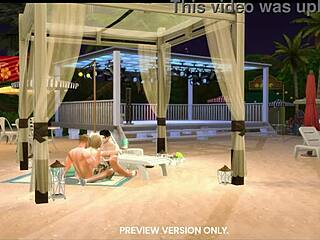 Taylor and Joe stroll on the beach in 3D hentai preview