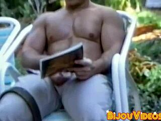 Outdoor cocksucking homosexual threeway barebacked by vintage hairy hunks with monster cocks