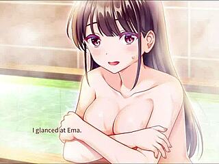 Bold Bathroom Kiss Turns Intense in Lesbian Hentai Game