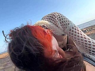 Teacher meets student on public beach.