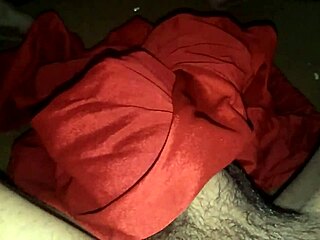 horny indian bisexual shemale strokes big cock in red silk satin.