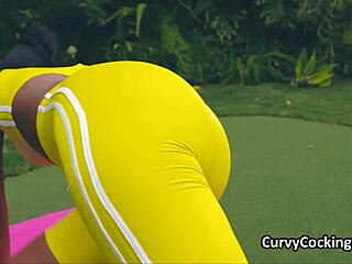 Ebony teen in spandex finishes intense workout with hardcore interracial pounding on white cock