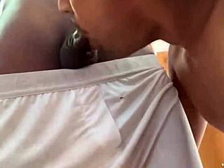 feeling the intense pleasure of sucking that big black cock