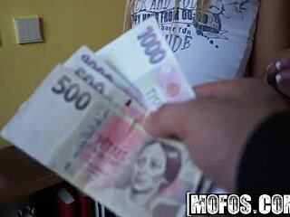 Public pickup of blonde Candy Hot in library for cash