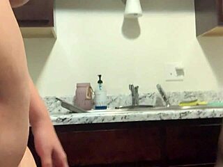 Luxurious BBW Redhead Bent Over in Kitchen. Spreading for Deep Doggystyle After Work!