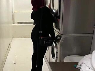 Hot girl with big ass fucked by 2 bbc in a laundry room!