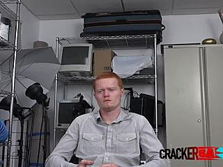 Gay redhead sucks directors monster cock at office for cash!