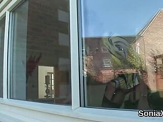 See mature Sonia flaunt her huge British tits