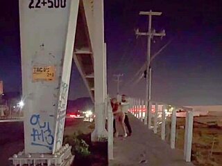 Public Street Fuck with Hot Couple on Bridge Gets Wet and Wild with Huge Assets