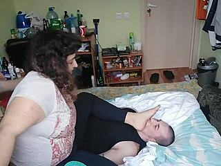 Foot domination and humiliation in mixed wrestling sock gag fight