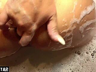 Teen slut gets ass and pussy fucked in parents' bathtub, craving cocks.