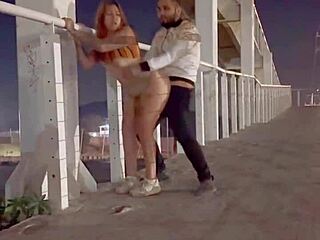 Public Street Fuck with Hot Couple on Bridge Gets Wet and Wild with Huge Assets