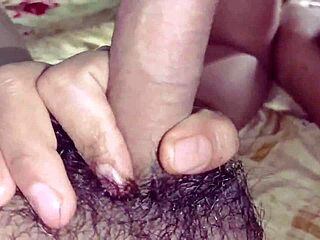 Lovely village couple engages in romantic homemade sex, sucking and fucking close up.