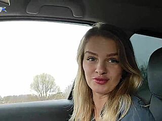 Big Cumshot on Pussy in Public Car Trip