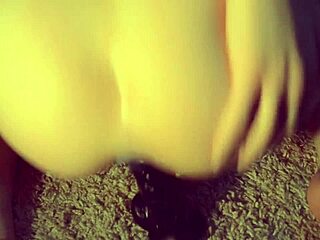 Rides BBC dildo with butt plug in ass?