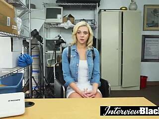 PETITE BLONDE TEEN WORSHIPS HUGE BLACK COCKS IN HER MOUTH