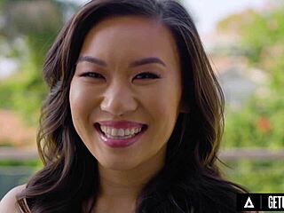 Seductive teen Kimmy Kimm enjoys foreplay and blowjob before riding Leo Vice's big cock