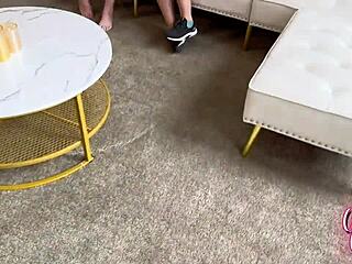 Stepmom with blue eyes and fake tits riding, getting facial from not son