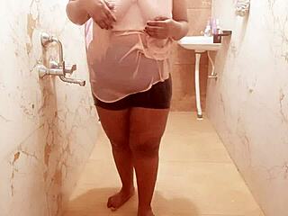 iranian milf bathing in the shower