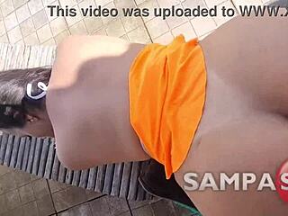 Regina Rizzi, the beautiful brunette with a big ass, gets fucked in the ass and receives a cumshot in her mouth.