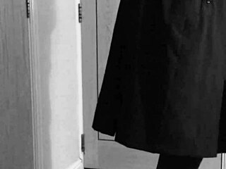 shemale crossdresser self-binds in uniform with handcuffs