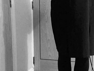 shemale crossdresser self-binds in uniform with handcuffs