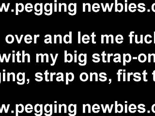 Dominant woman shoves strapon deep into submissive white boy