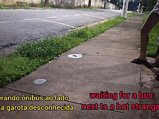 Risky Handjob At Bus Stop Next To Beautiful Stranger