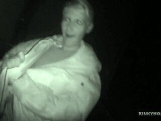 Horny Teen Girl Masturbates Outdoors At Night!