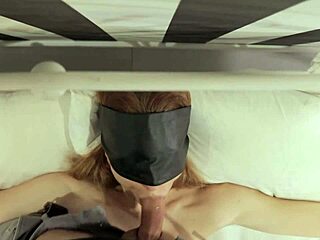 blindfolded babe tied up, vibed to orgasm, then fucked hard in mouth and pussy