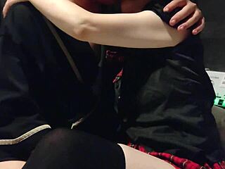 the cute maid in red miniskirt sucks dick and gets creampied