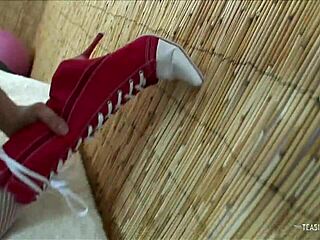 sweet brunette girl having fun with a cock after working out