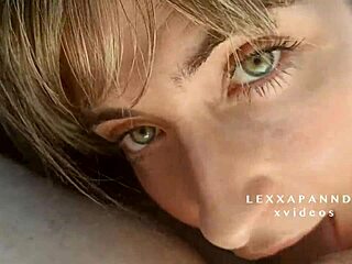 Blonde gives blowjob to lucky fat geek