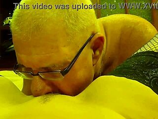 Husband Intensely Licks Wife's Pussy Between Her Spreading Legs