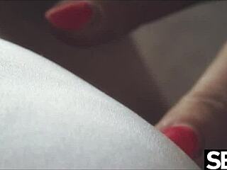 Beautiful blonde lesbians suck nipples and lick pussy to orgasm in close-up