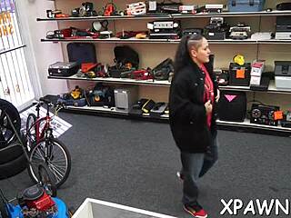 Amateur babe explores back room for wild action