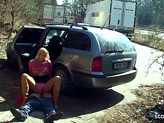 teen prostitute gets doggystyle fuck in public parking