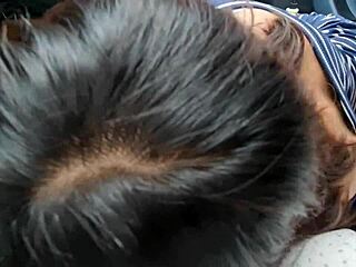 Nymphomaniac college student can't pay for taxi and offers a blowjob