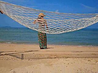 No Panties Flashing on Public Beach