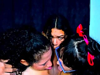 Three Girlfriends Suck Lucky Guy's Cock Triple Blowjobs