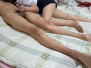 Thai student gives amazing massage and handjob to big cock