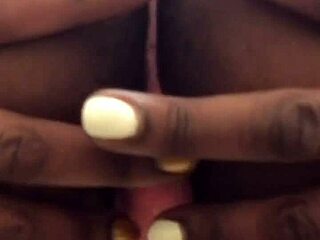 Black ebony babe strips sweats in public bathroom tease