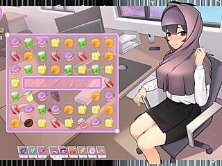 Tsundere milf boss teases with massive tits out of perfect cleavage in hentai game episode 6