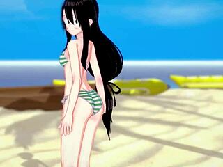 Tsuyu Froppy in bikini wants missionary on the beach