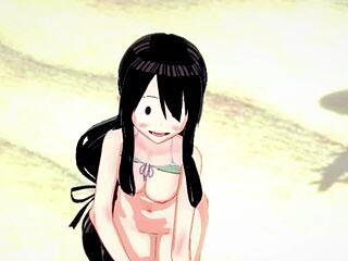 Tsuyu Froppy in bikini wants missionary on the beach