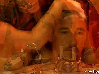 exotic babe massages his big tired cock